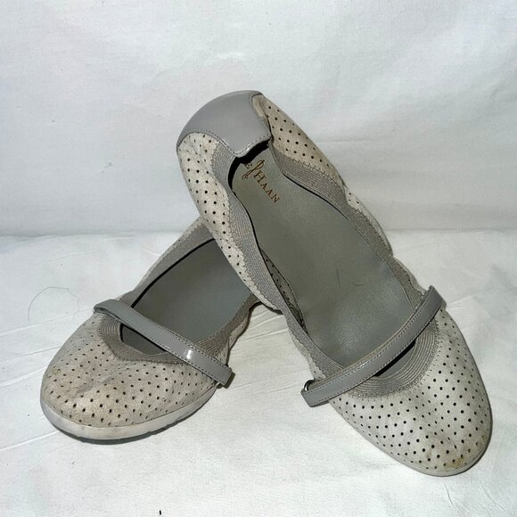 Cole Haan Mary Jane Grey Ballet Stretch Flats,  Size 9 Excellent Condition! - Picture 1 of 10